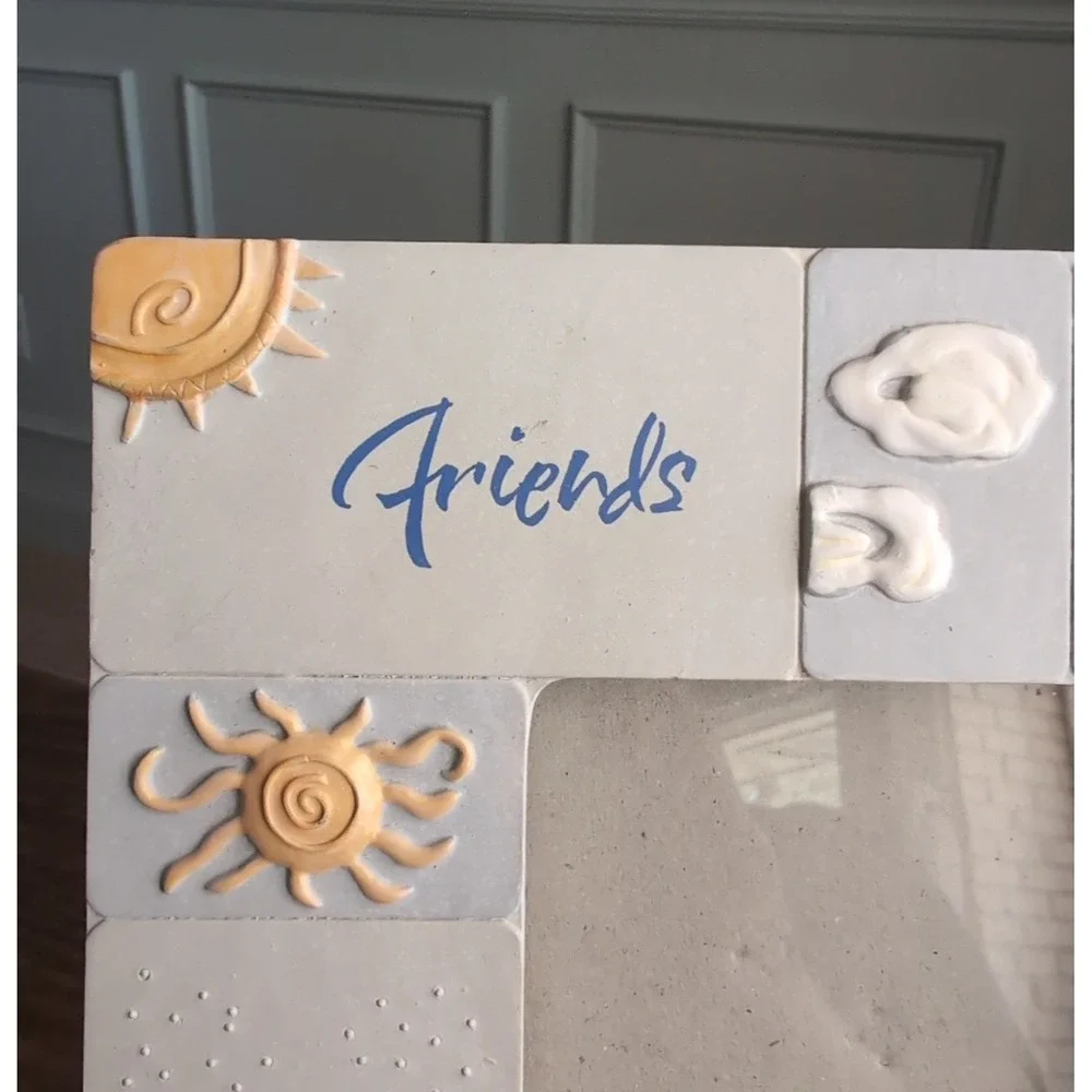 Vintage Carlton Cards Friends Celestial Picture Frame Blue Sun Moon Stars Y2K